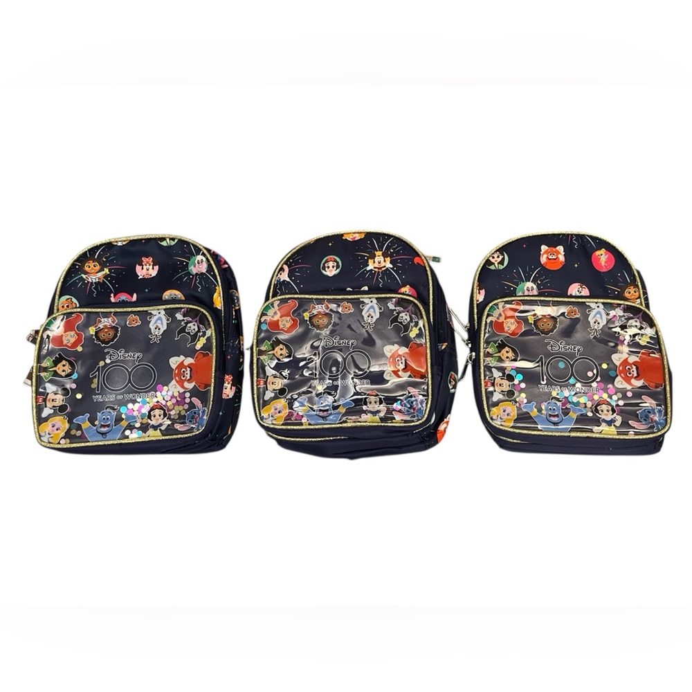 Disney 100th Anniversary Black Backpack with Colorful Characters